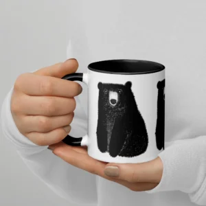 11oz Black Bear Pattern Ceramic Mug