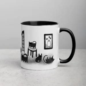 11oz Black Cat Stargazing Ceramic Mug