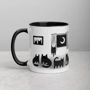 11oz Black Cat Stargazing Ceramic Mug
