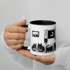 11oz Black Cat Stargazing Ceramic Mug