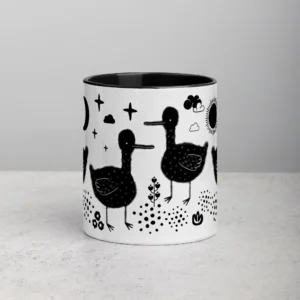 11oz Black Duck with Moon and Stars Ceramic Mug