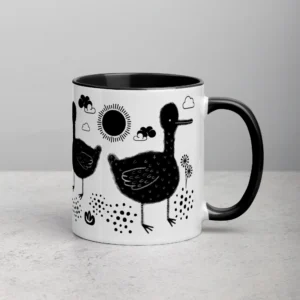11oz Black Duck with Moon and Stars Ceramic Mug