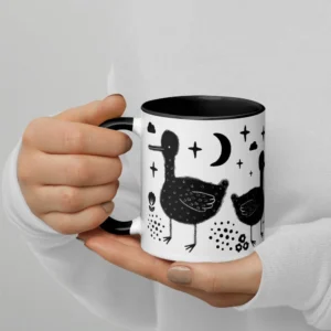 11oz Black Duck with Moon and Stars Ceramic Mug