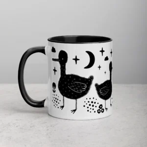 11oz Black Duck with Moon and Stars Ceramic Mug