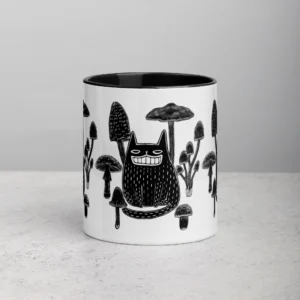 11oz Cat and Mushrooms Pattern Ceramic Mug
