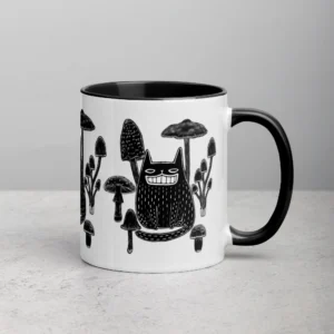 11oz Cat and Mushrooms Pattern Ceramic Mug