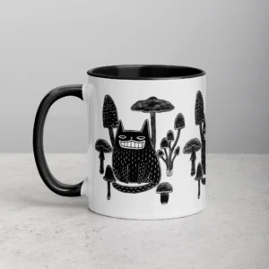 11oz Cat and Mushrooms Pattern Ceramic Mug