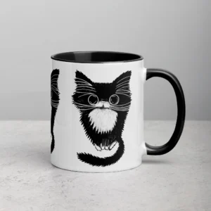 11oz Cute Fluffy Cat Illustration Ceramic Mug