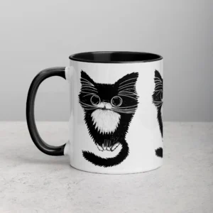 11oz Cute Fluffy Cat Illustration Ceramic Mug