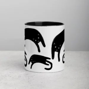 11oz Funny Black Cat Illustration Ceramic Mug
