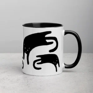 11oz Funny Black Cat Illustration Ceramic Mug