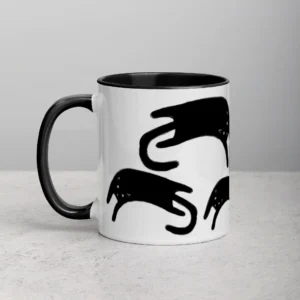 11oz Funny Black Cat Illustration Ceramic Mug