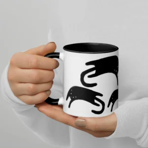 11oz Funny Black Cat Illustration Ceramic Mug