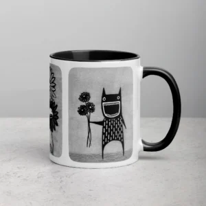 11oz Funny Monster with Daisies Ceramic Mug