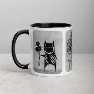 11oz Funny Monster with Daisies Ceramic Mug