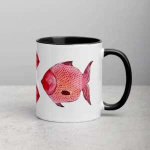 11oz Funny Pink Fish Pattern Ceramic Mug