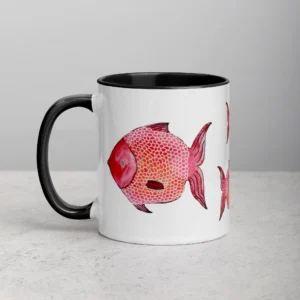 11oz Funny Pink Fish Pattern Ceramic Mug