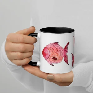 11oz Funny Pink Fish Pattern Ceramic Mug