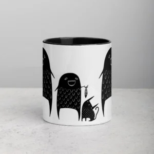 11oz Monster Feeding Black Cat Ceramic Mug