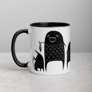 11oz Monster Feeding Black Cat Ceramic Mug