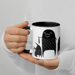 11oz Monster Feeding Black Cat Ceramic Mug