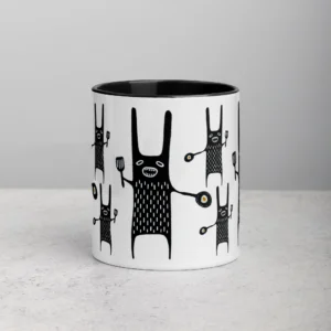 11oz Monster Holding a Frying Pan and Egg Ceramic Mug