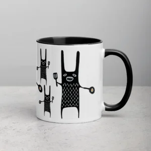 11oz Monster Holding a Frying Pan and Egg Ceramic Mug