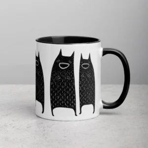 11oz Unique Black Cat Monster Ceramic Mug