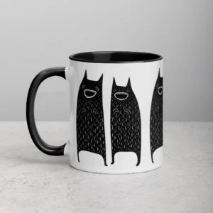 11oz Unique Black Cat Monster Ceramic Mug