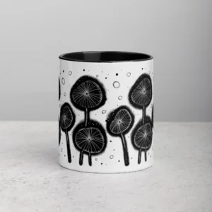 11oz Unique Black Flower Garden Ceramic Mug