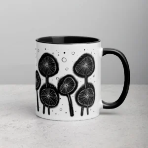 11oz Unique Black Flower Garden Ceramic Mug