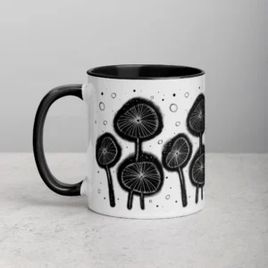 11oz Unique Black Flower Garden Ceramic Mug