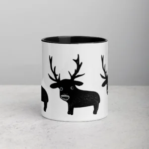 11oz Weird Black Furred Deer Ceramic Mug