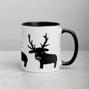 11oz Weird Black Furred Deer Ceramic Mug