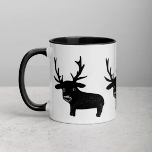 11oz Weird Black Furred Deer Ceramic Mug
