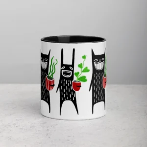 11oz Weird Monster Holding Potted Plant Ceramic Mug