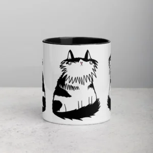 11oz Wide-Eyed Fluffy Tuxedo Cat Ceramic Mug