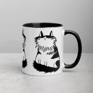 11oz Wide-Eyed Fluffy Tuxedo Cat Ceramic Mug