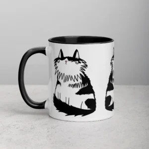 11oz Wide-Eyed Fluffy Tuxedo Cat Ceramic Mug