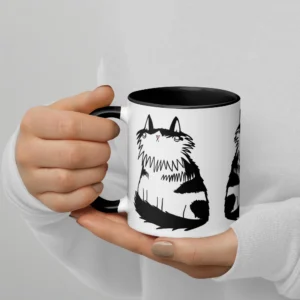 11oz Wide-Eyed Fluffy Tuxedo Cat Ceramic Mug
